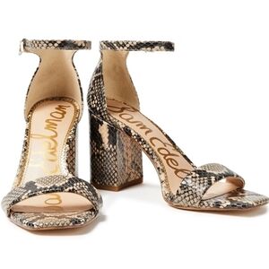 New! Sam Edelman Daniella Snake Effect Leather Block Heel Sandals